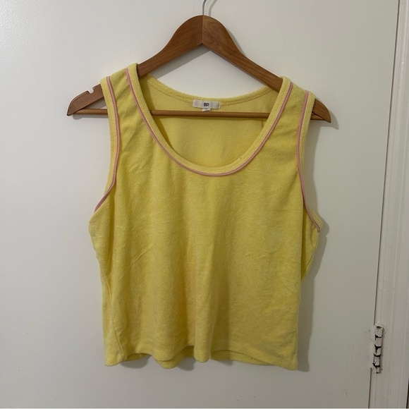 BP Yellow Towel Sleeveless Tank Top with Pink Trim Plus Size 2X - Picture 1 of 3